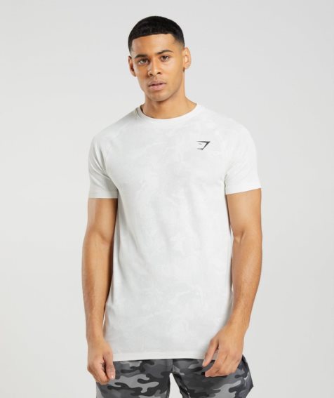 Men's Gymshark Geo Seamless T-Shirts White | CA AND861